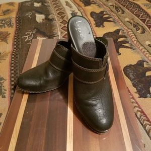 Black leather clogs by B.O.C
